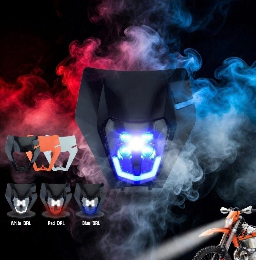 Plaque phare KTM EXC led Bleu/Rouge/Blanc