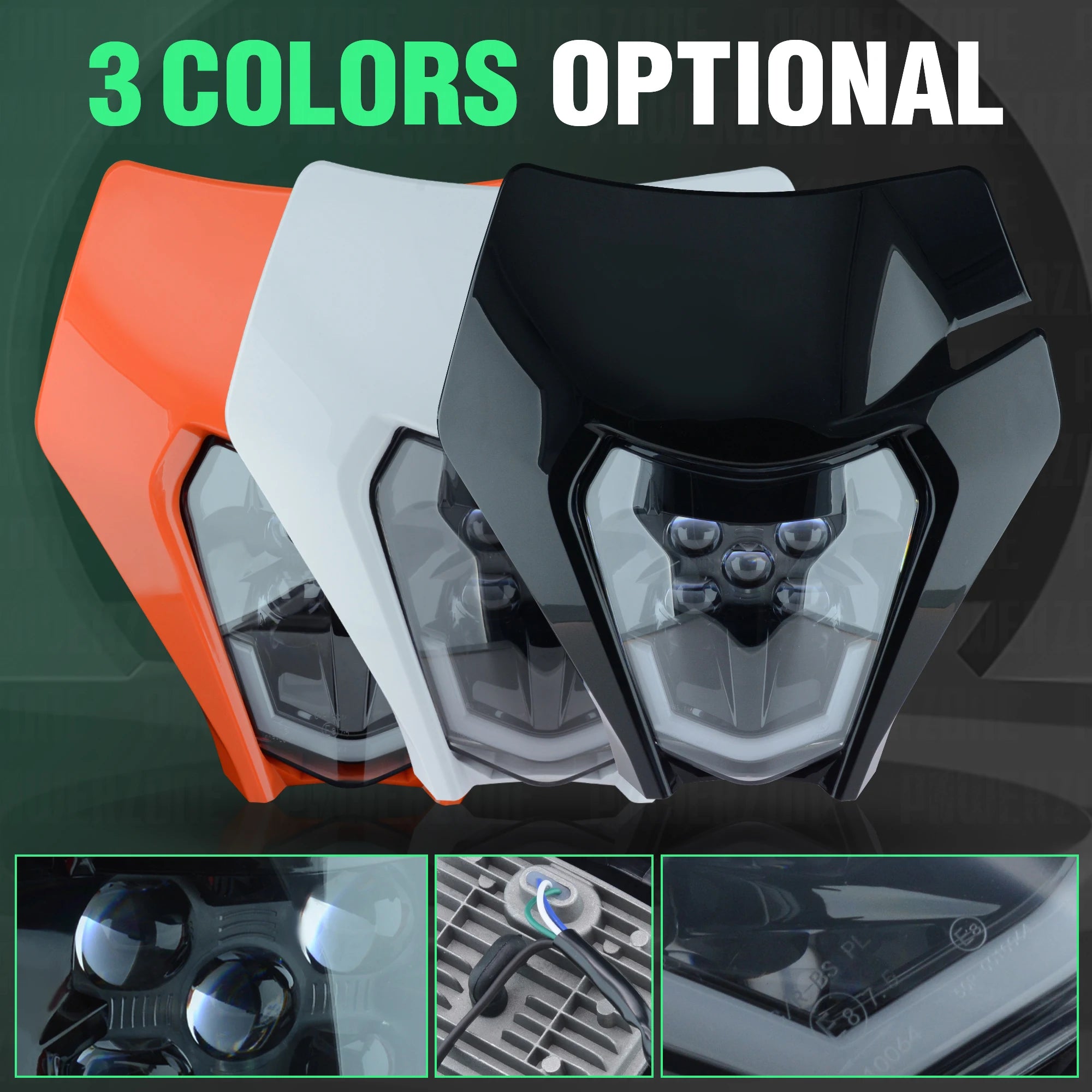 Plaque phare KTM EXC led Bleu/Rouge/Blanc