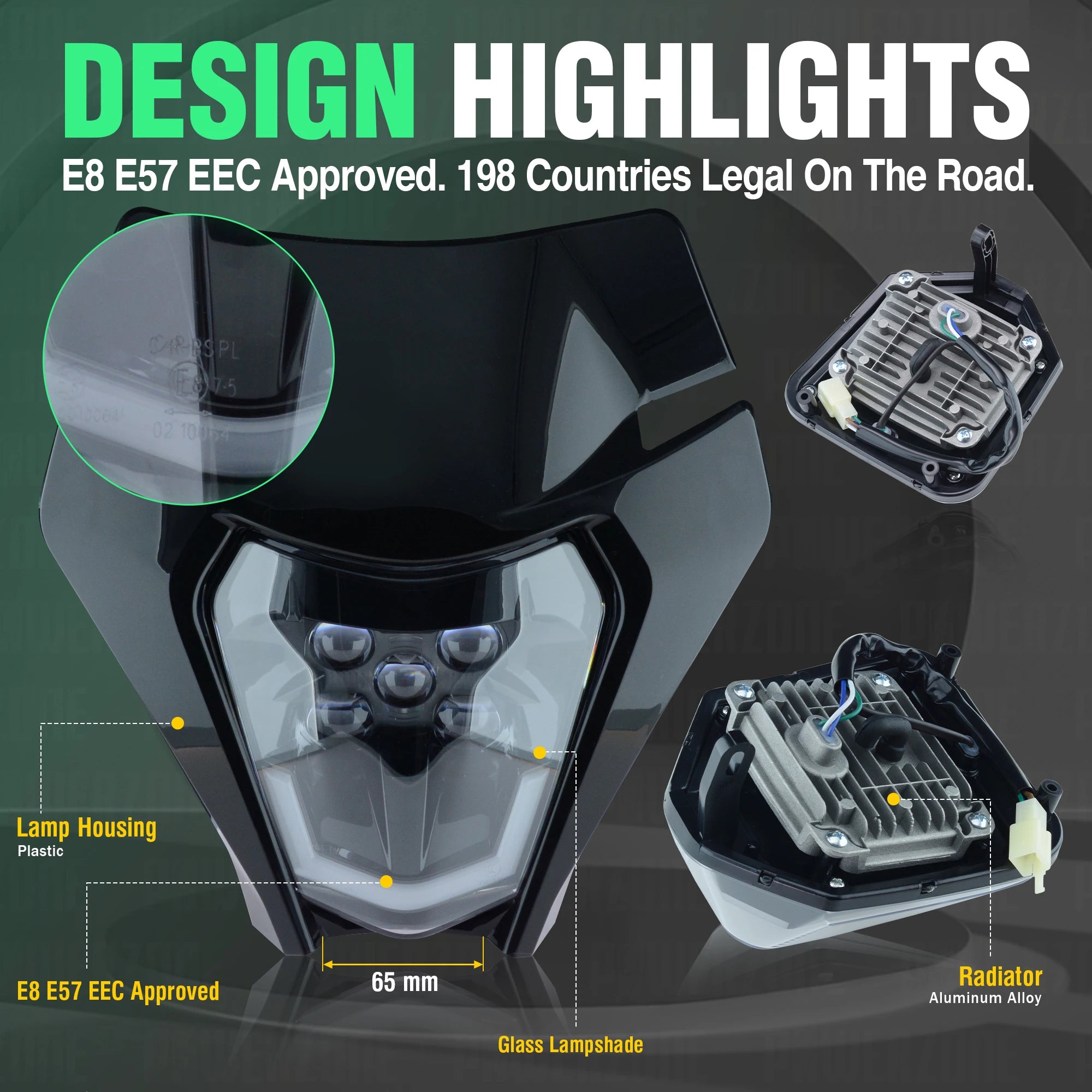 Plaque phare KTM EXC led Bleu/Rouge/Blanc